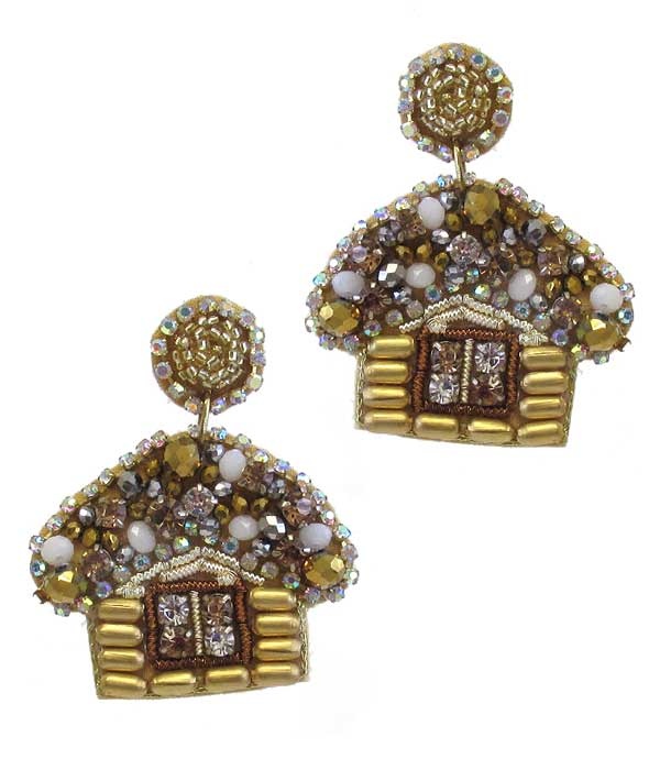 Handmade Christmas Theme Multi Seedbead Earring - Snow House