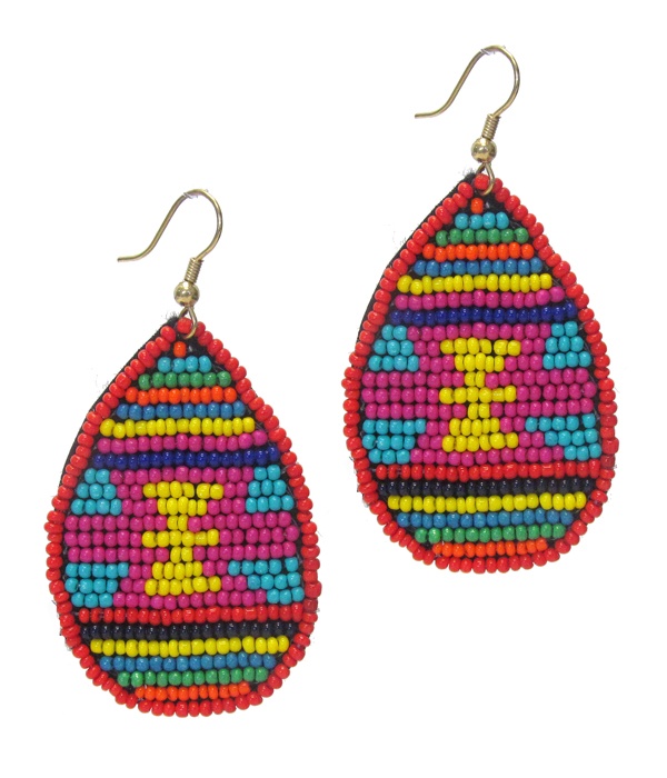 Handmade Seed Bead Teardrop Earring
