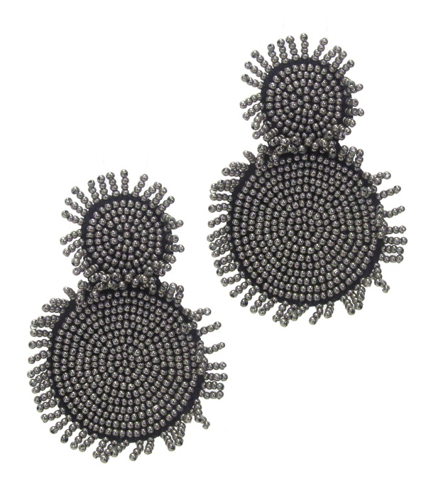 Multi Seed Bead Double Disc Earring