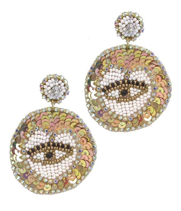 Multi Seedbead And Sequin Evil Eye Earring