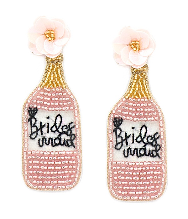 Handmade Multi Seedbead Champagne Earring - Bridemaid