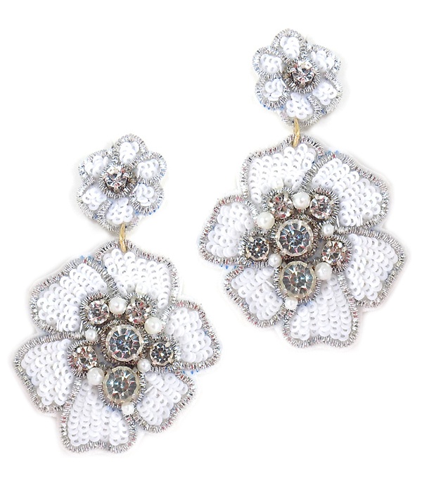 Handmade Sequin Double Flower Earring
