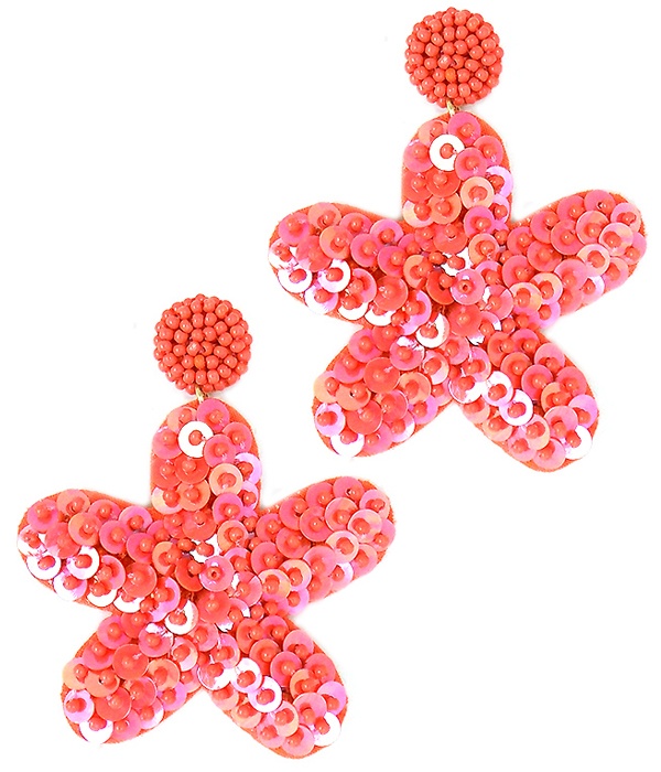Handmade Seedbead And Sequin Starfish Earring