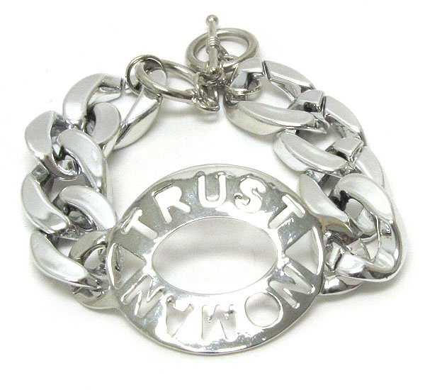 Trust No Man And Thick Metal Chain Bracelet