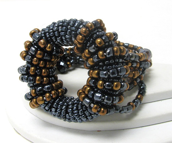 Multi Bead Hoop And Chain Stretch Bracelet