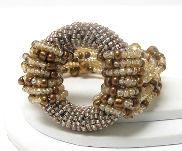 Multi Bead Hoop And Chain Stretch Bracelet