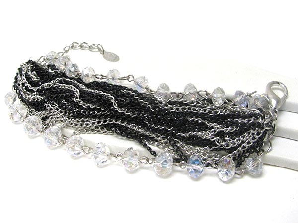 Multi Metal Chain And Glass Bead Accent Bracelet