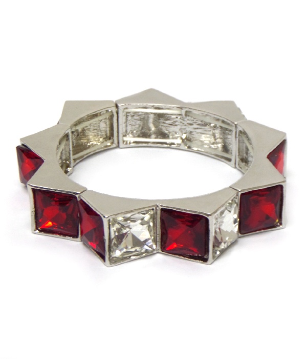 Square Crystals Link Stretch Bracelet