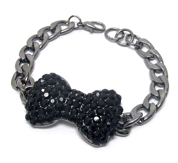 Crystal Deco Ribbon And Chain Bracelet