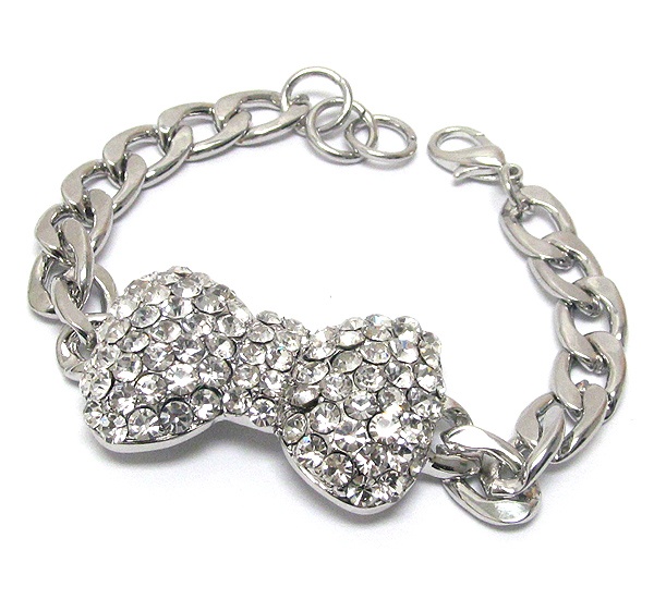 Crystal Deco Ribbon And Chain Bracelet