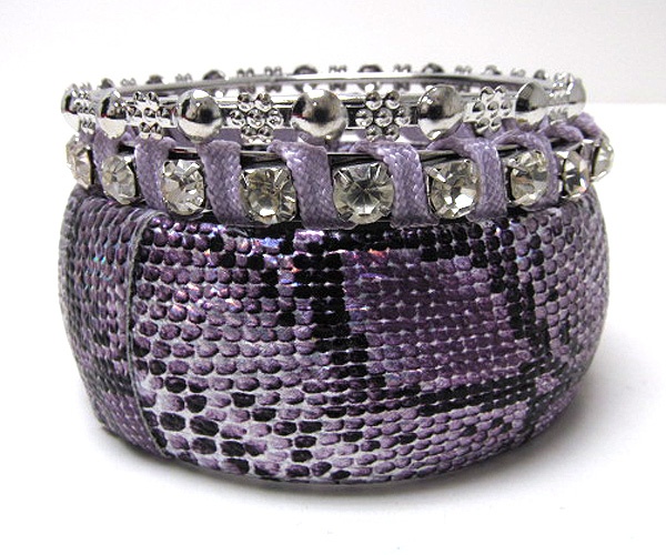 Metal Crystal Snakeskin Mishmash Bangle Set