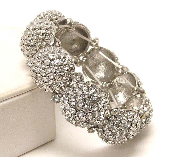 Multi Crystal Dome Link Stretch Bracelet