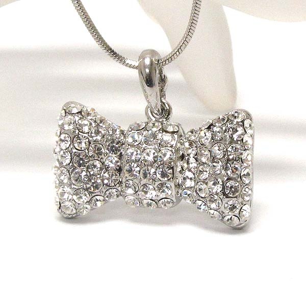 Crystal Metal Bow Necklace