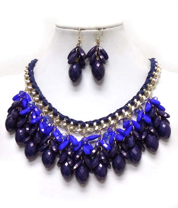 Chain And Yarn Muti Facet Acrylic Necklace Set