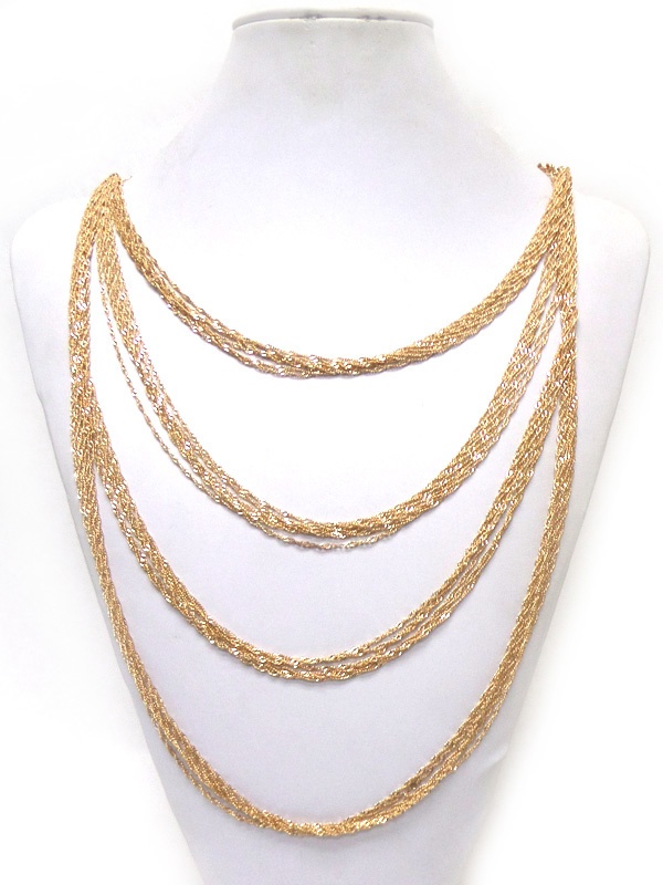 Four Layer Long Chain Necklace