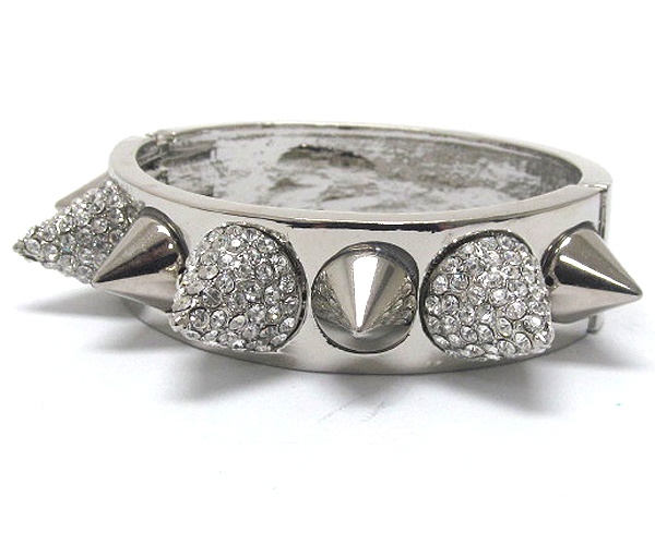 Crystal Stud Metal Spike Hinge Bangle
