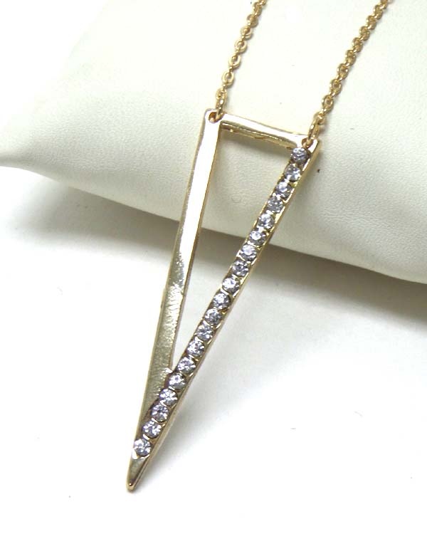 Crystal Accent Metal Triangle Pendant Necklace