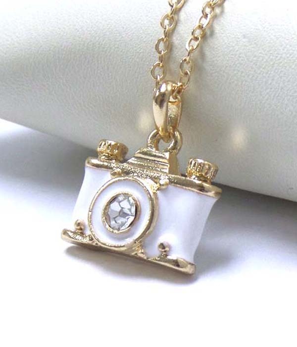 Premier Electro Plating Crystal And Epoxy Camera Necklace