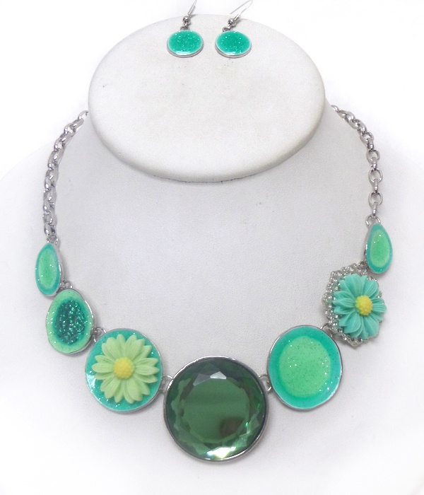 Round Metal Liinked Chain Necklace Set