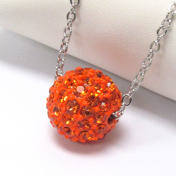 Premier Electro Plating Crystal Fireball Pendant Necklace