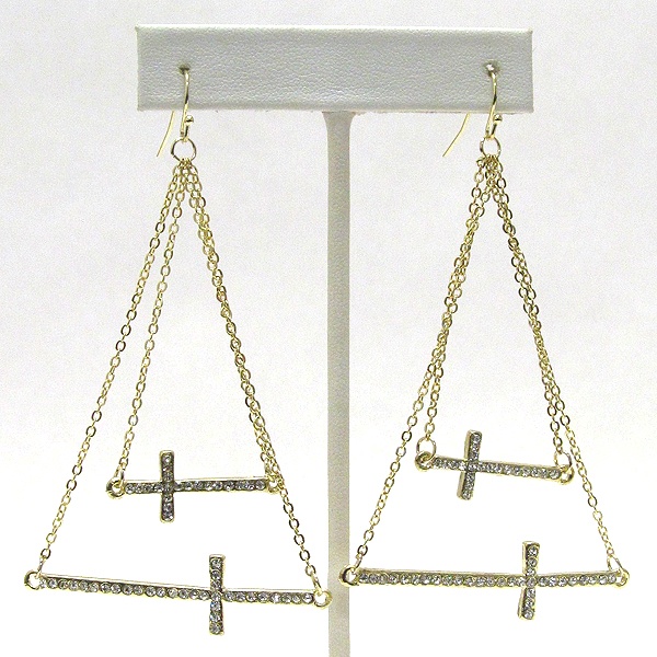 Crystal Double Side Cross Drop Earring