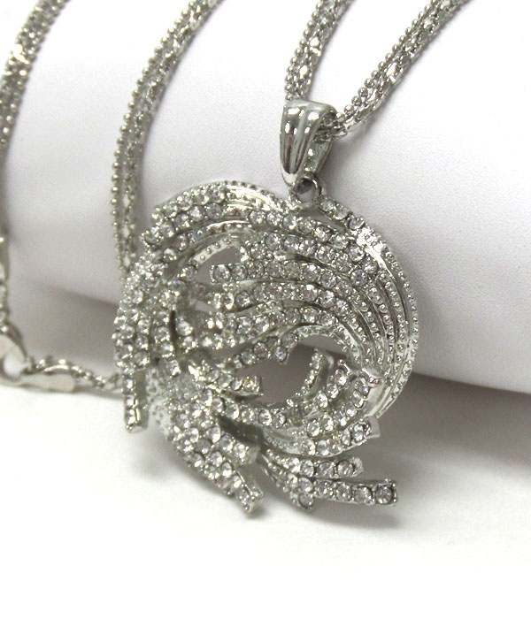 Designer Style Round Crystal Metal Drop Down Long Necklace