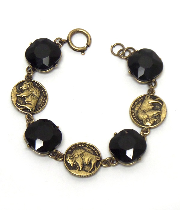 Coins And Crystal Bracelet