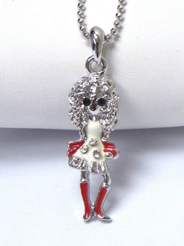 Made In Korea Whitegold Plating Epoxy And Crystal Stud Fashion Girl Pendant Necklace