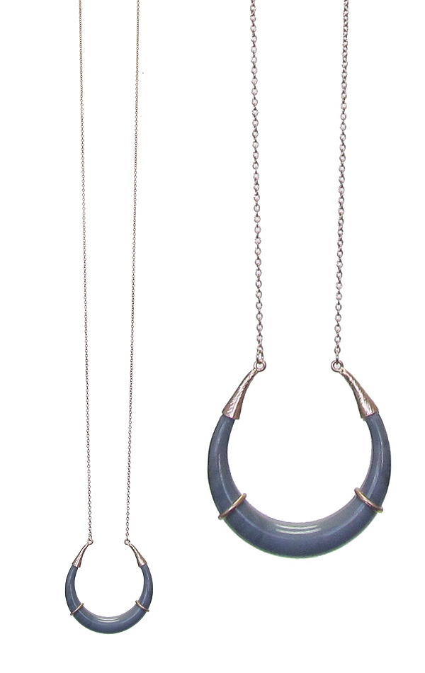 Organic Cellulose Horn Pendant Long Necklace