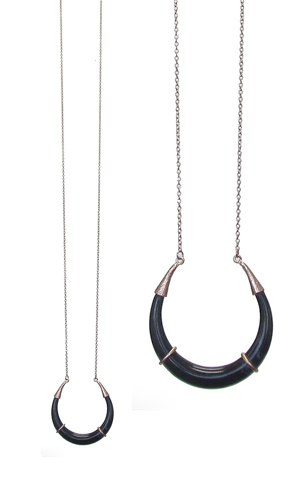 Organic Cellulose Horn Pendant Long Necklace