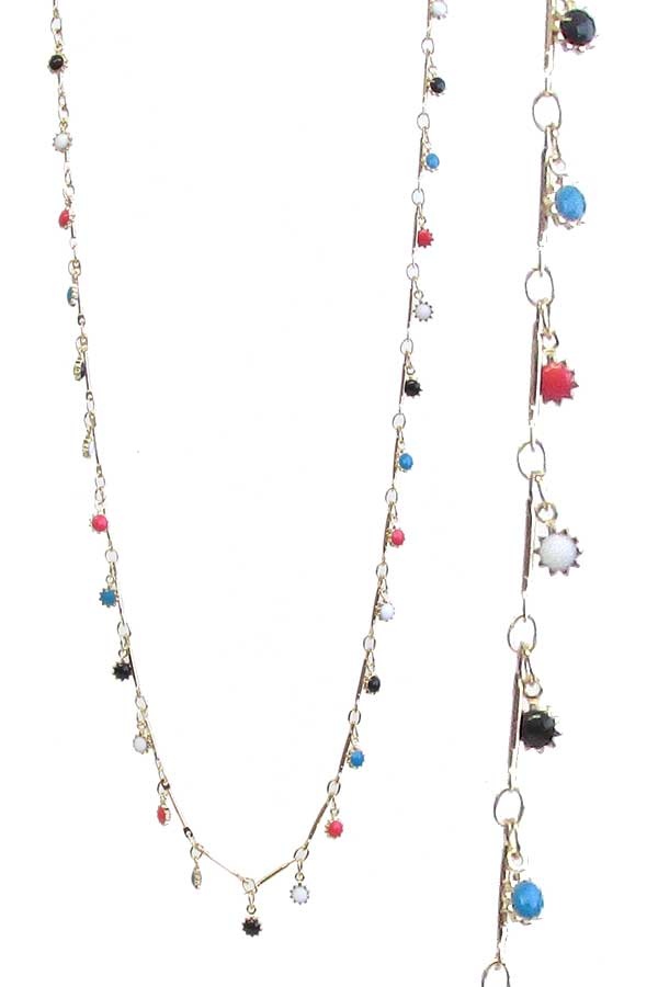 Multi Facet Stone Dangle Necklace