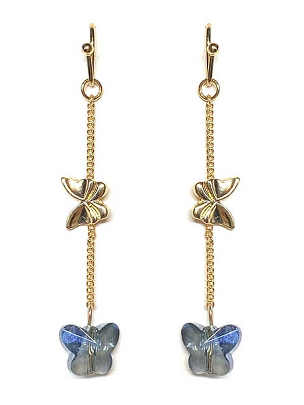 Facet Glass Butterfly Drop Earring
