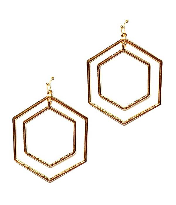Double Wire Hexagon Earring