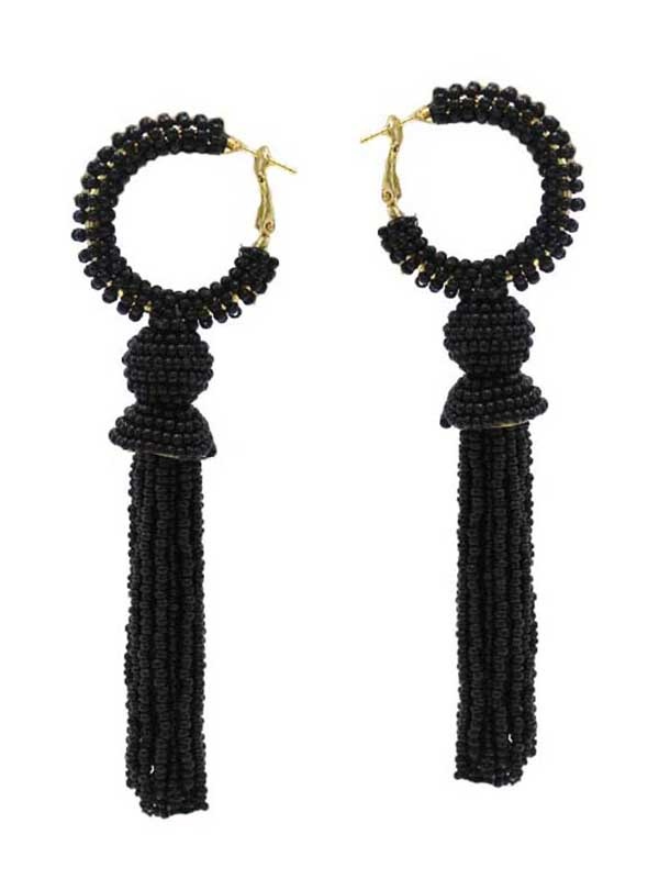 Multi Seedbead Tassel Drop Earring