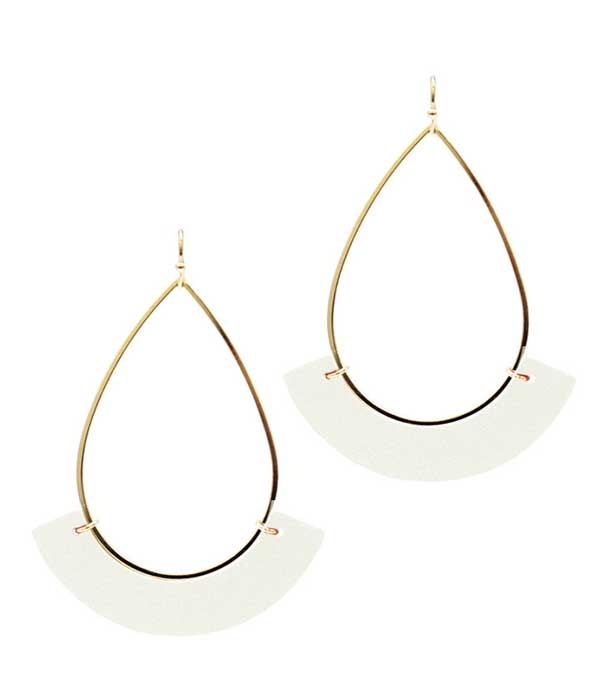 Leatherette And Wire Teardrop Earring