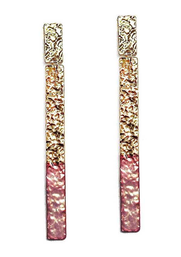 Hammered Metal Bard Drop Earring