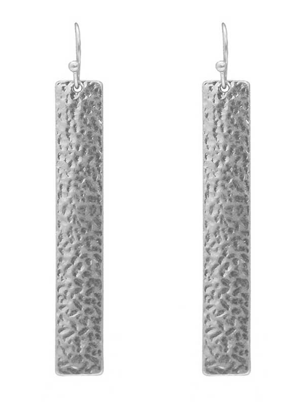 Textured Metal Bar Drop Earring