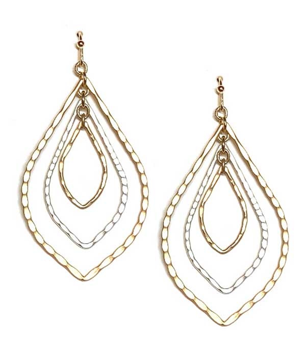 Triple Metal Teardrop Earring