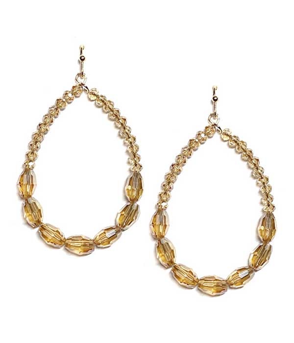 Facet Stone And Seedbead Teardrop Earring