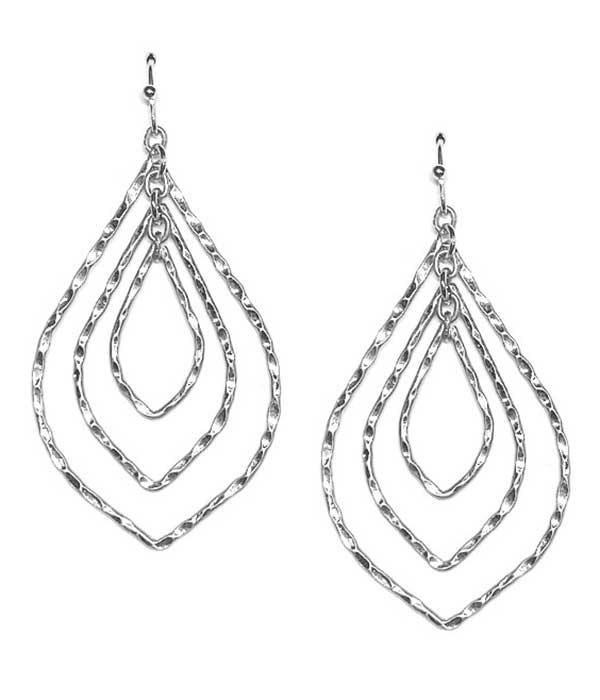 Triple Metal Teardrop Earring