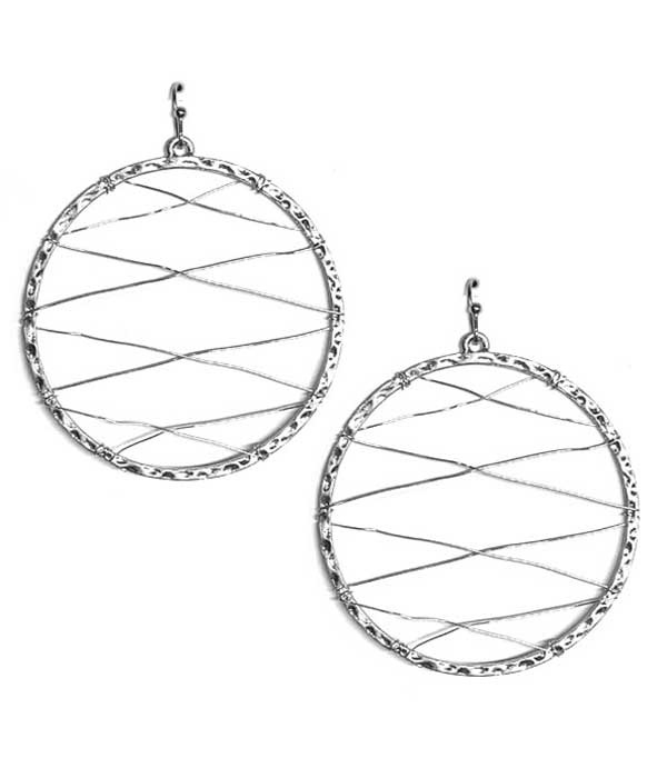 Wire Cross Hoop Earring