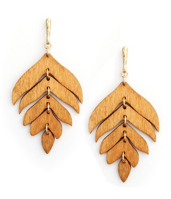 Wooden Leaf Earring
