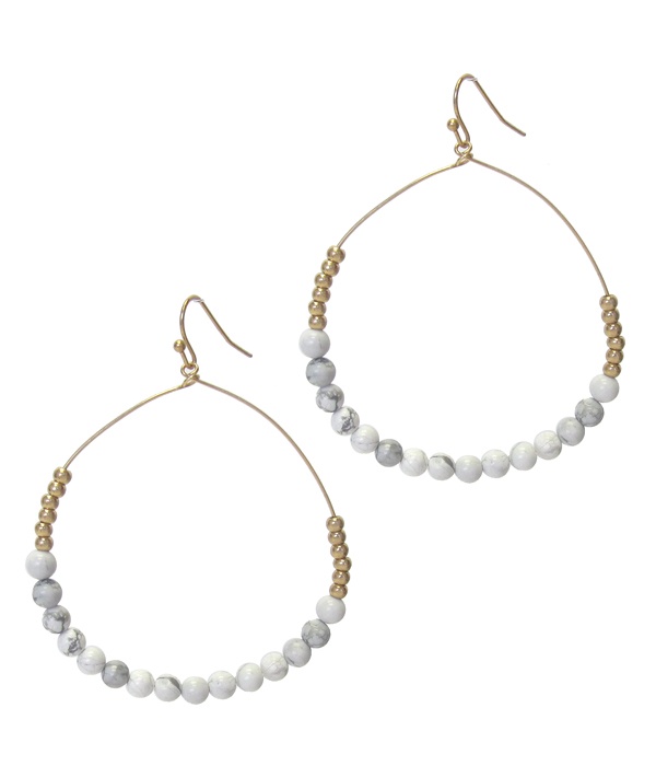 Multi Ball Bead Wire Hoop Earring