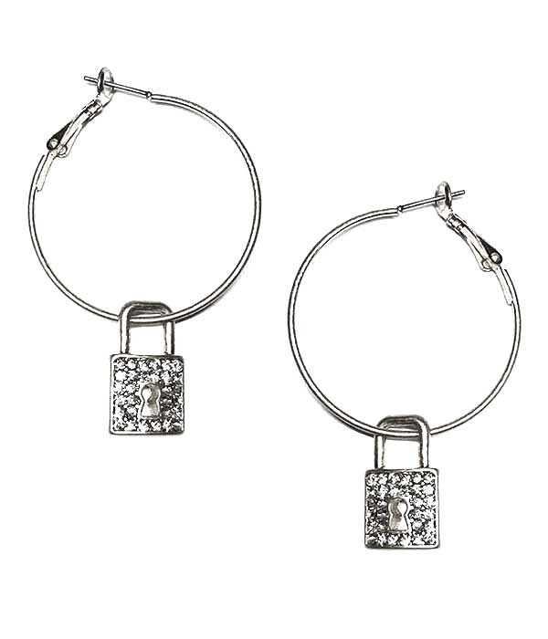 Crystal Lock Wire Hoop Earring