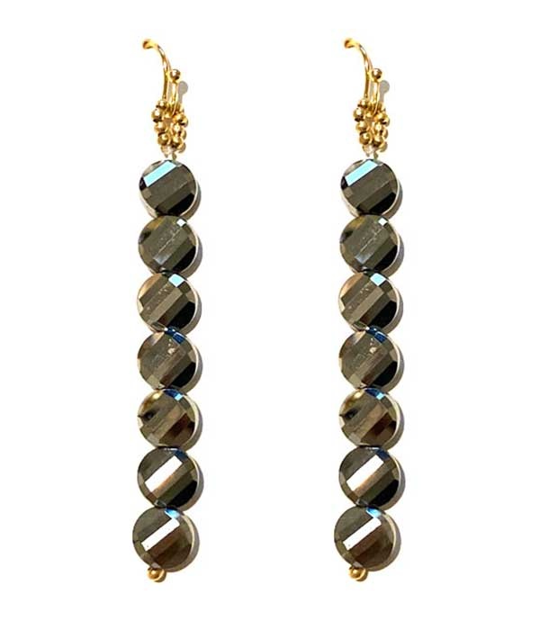 Multi Facet Stone Link Drop Earring
