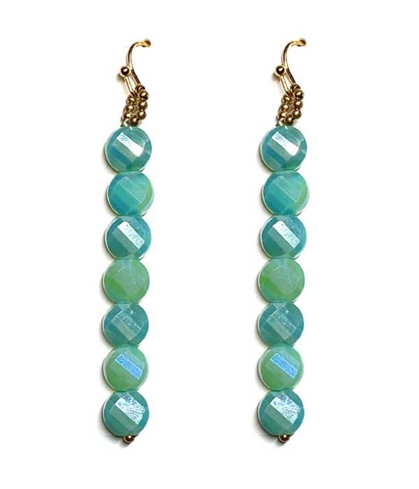 Multi Facet Stone Link Drop Earring
