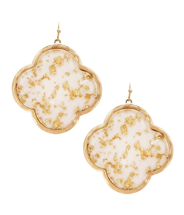 Gold Flake Resin Quatrefoil Earring