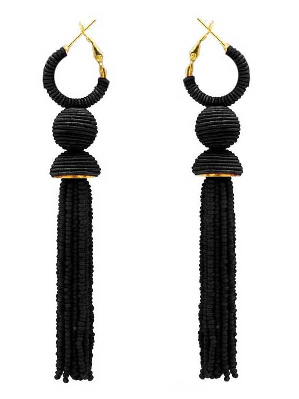 Multi Seedbead Tassel Drop Earring