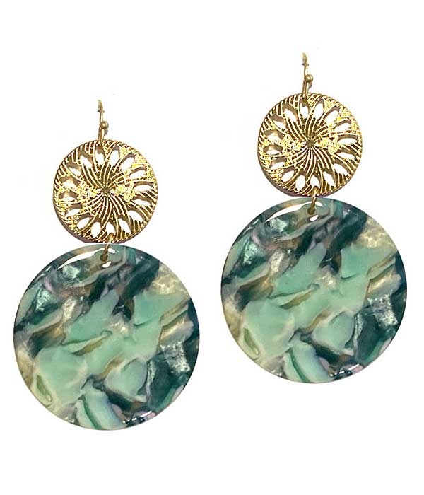 Acrylic And Metal Disc Earring