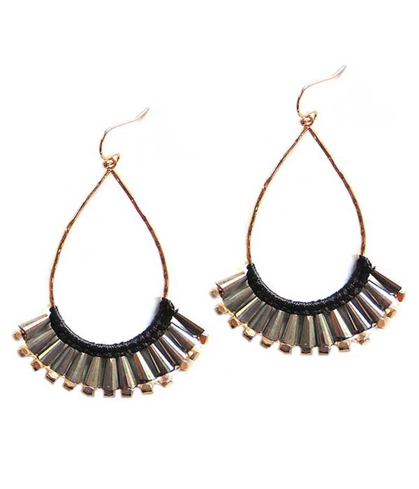 Stone Tassel Wire Teardrop Earring